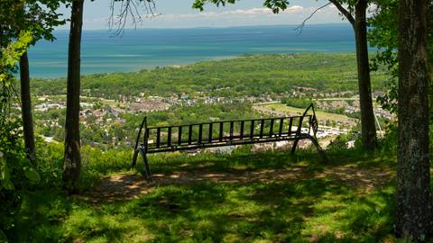 Park bench at the top of Blue Mountain Resort