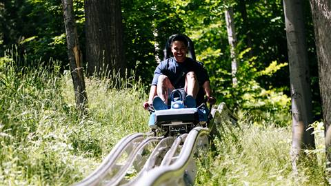 A man enjoying the Ridge Runner at Blue Mountain