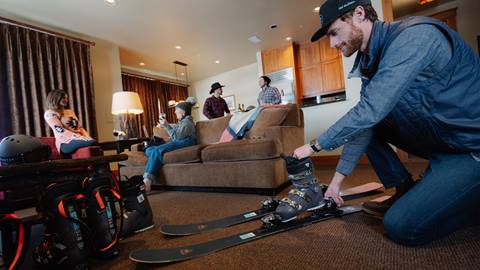 Family Using Ski Butlers in their hotel room